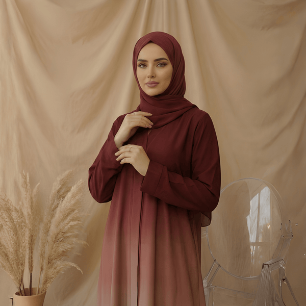 Elvona — Dual Tone Open Abaya with Coordinating Hijab