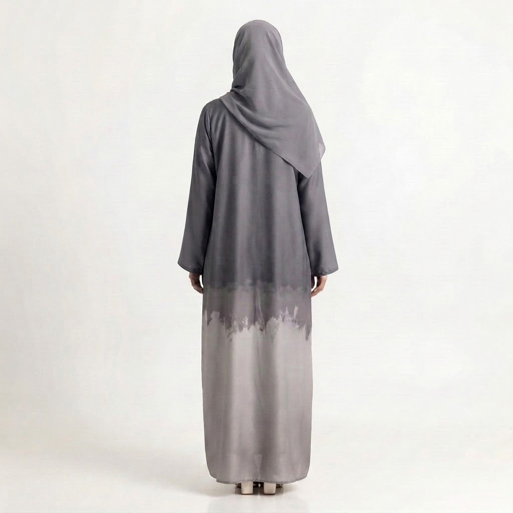 Side profile of Two-Tone Smokey Cloud Gown highlighting the silhouette