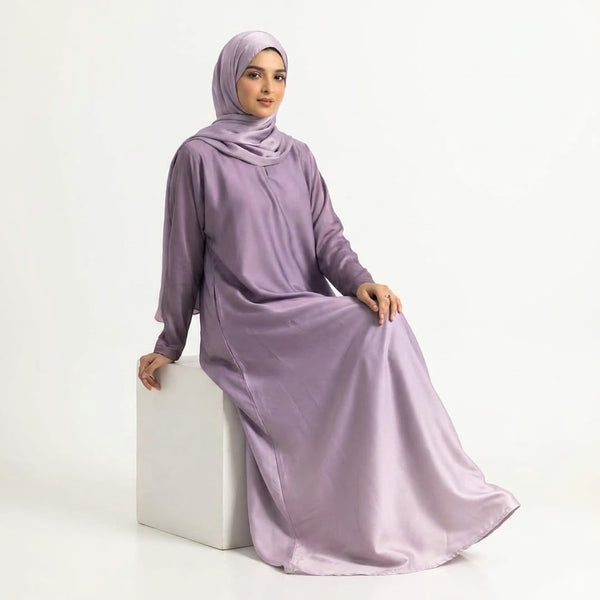 Front view of Royal Mauve Fade Gown - premium Premium TikTok Fabric modest wear