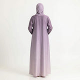 Side profile of Royal Mauve Fade Gown highlighting the silhouette