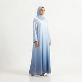 Front view of Sky Horizon Ombre Gown - premium Premium TikTok Fabric modest wear