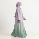 Front view of Sage Silver Breeze Abaya - premium Premium TikTok Fabric modest wear