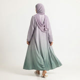 Side profile of Sage Silver Breeze Abaya highlighting the silhouette