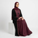 Side profile of Onyx Maroon 2-Piece Abaya Set