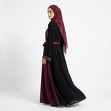 Close-up detail of Onyx Maroon 2-Piece Abaya Set