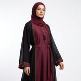 Back view of Onyx Maroon 2-Piece Abaya Set