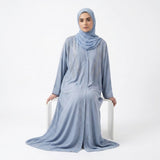 Front view of Steel Royal Feather Rhinestone Abaya
