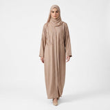 Close-up detail of Aurora Stone Abaya showcasing stone embellishment