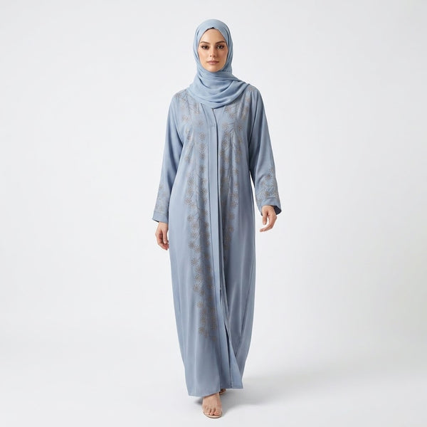 Front view of Rhinestone Starburst Abaya