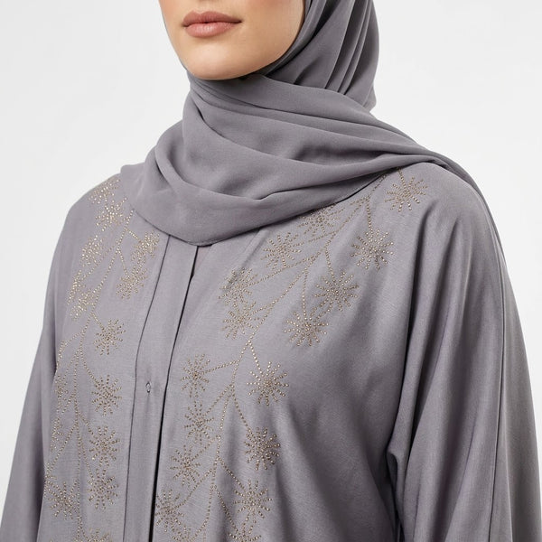 Close-up detail of Rhinestone Starburst Abaya 2 showcasing starburst rhinestone embellishment