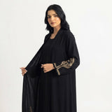 Side profile of Majestic Antique-Gold Botanical Coat highlighting the silhouette