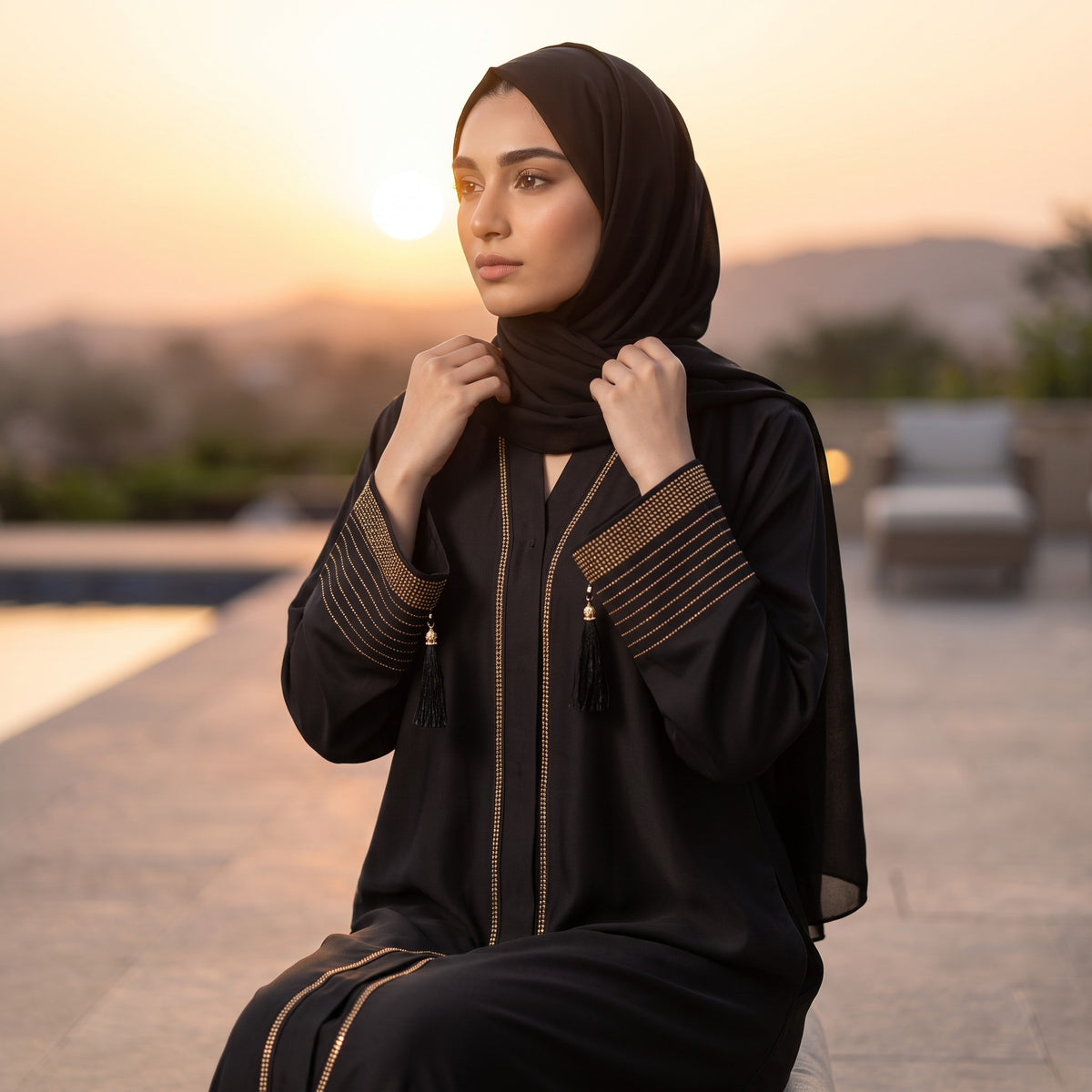 Geometric Rhinestone Arch Coat