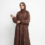 Back view of Chocolate Floral Sprig Nida Gown showing full silhouette