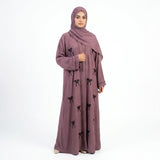 Close-up detail of Mauve Ribbon Abaya showcasing the design work