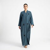 Front view of Steel Hand-Crafted Cut-Dana Bow Coat - premium Premium Zoom Fabric modest wear