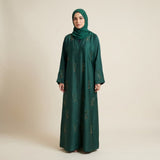 Front view of Emerald Crystal Tulip Coat - premium Premium TikTok Fabric modest wear