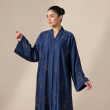 Side profile of Blue Crystal Tulip Coat highlighting the silhouette
