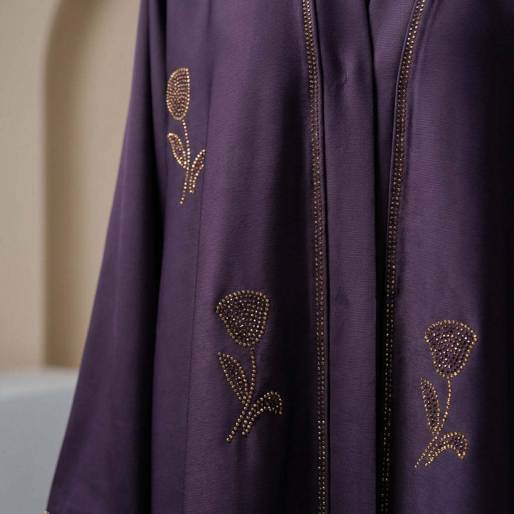 Side profile of Royal Violet Tulip Coat highlighting the silhouette