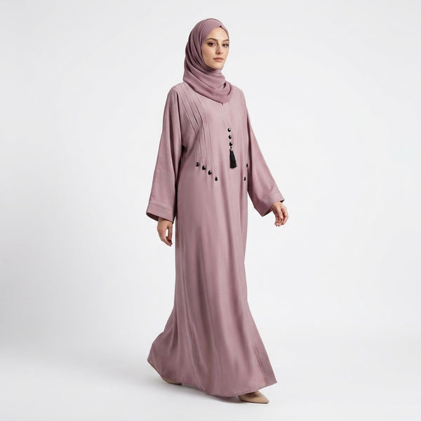 Front view of Dusty Pink Teardrop Studded Coat with black teardrop studs