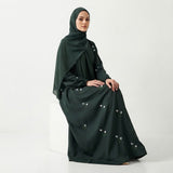 Back view of Emerald Floral Sprig Nida Gown showing full silhouette