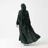 Emerald Floral Sprig Nida Gown styled full length