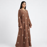 Styled look of Botanical Floral Gown, perfect for semi-formal wear, daily boutique modest wear, and casual outings