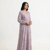Grey Botanical Floral Gown