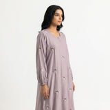 Grey Botanical Floral Gown