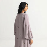 Grey Botanical Floral Gown
