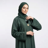 Emerald Pin-Tuck 2-in-1 Abaya styled full length view