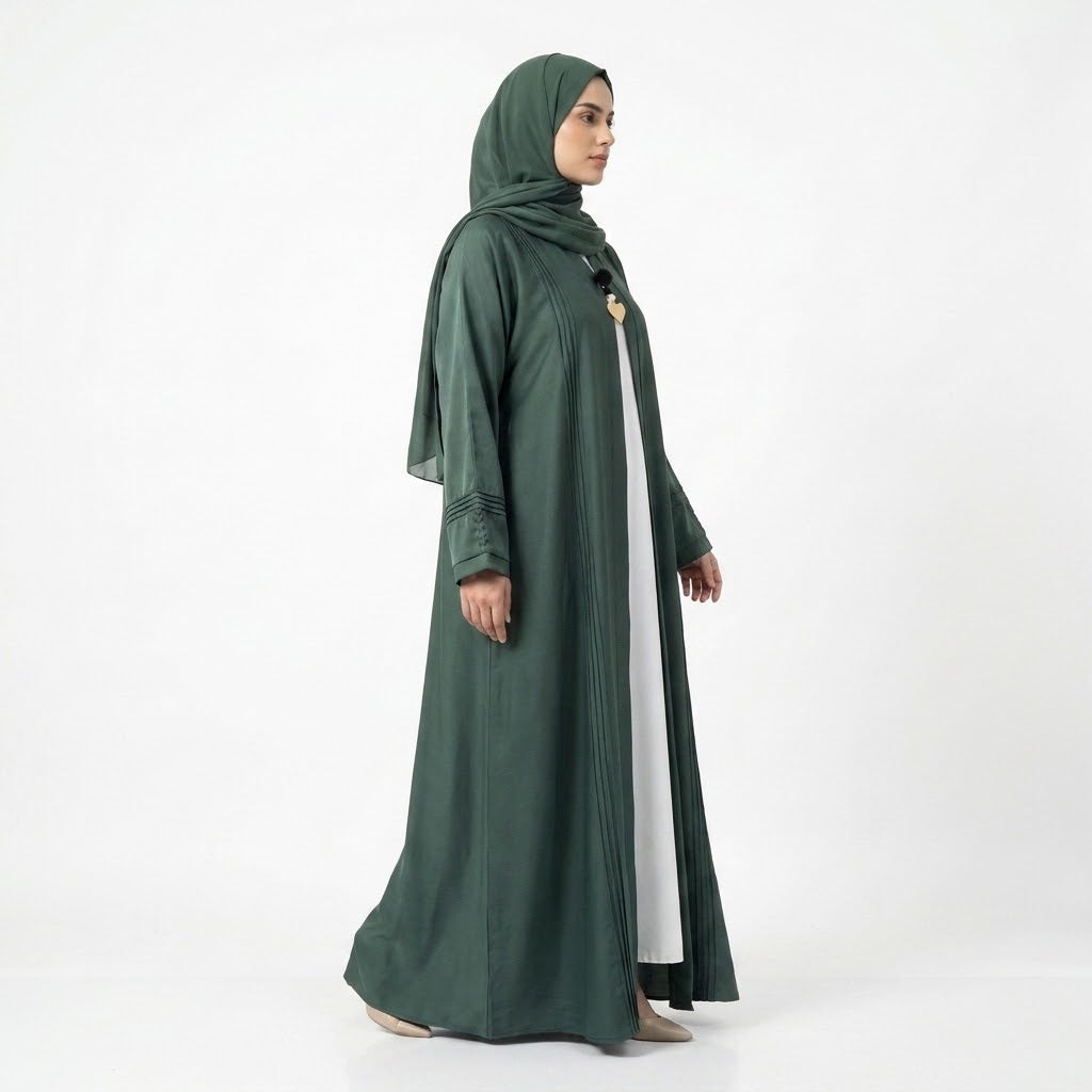 Sleeve cuff detail of Emerald Pin-Tuck 2-in-1 Abaya