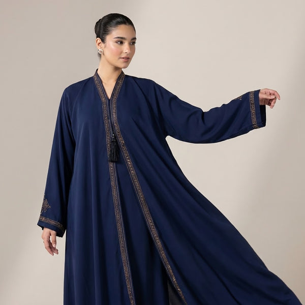 Close-up detail of Celestial Embellished Abaya showcasing the design work