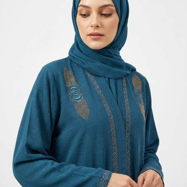 Front view of Ocean Ring Coat - premium Premium Textured Zoom Fabric modest wear