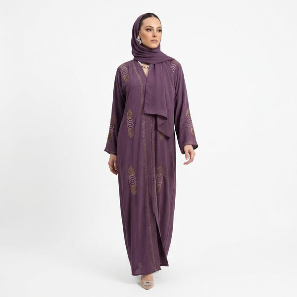 Front view of Amethyst Ring Coat - premium Premium Textured Zoom Fabric modest wear