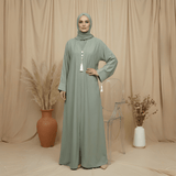 Sage Green Pinstripe Abaya — Premium Zoom Nida, Modern Modest Wear