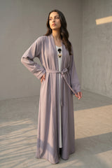 Front view of Luna Pleated Abaya - premium fabric modest wear