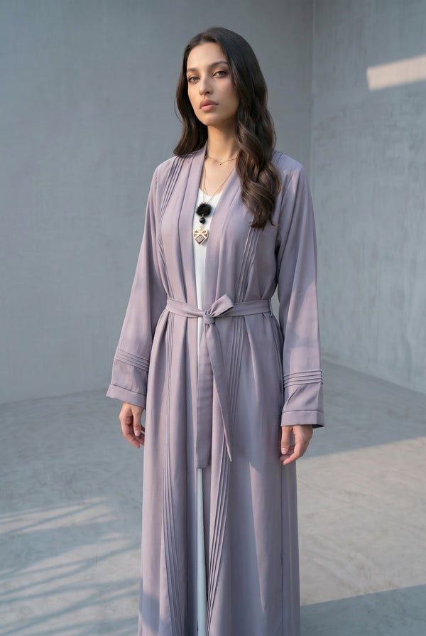 Close-up detail of Luna Pleated Abaya showcasing the design work