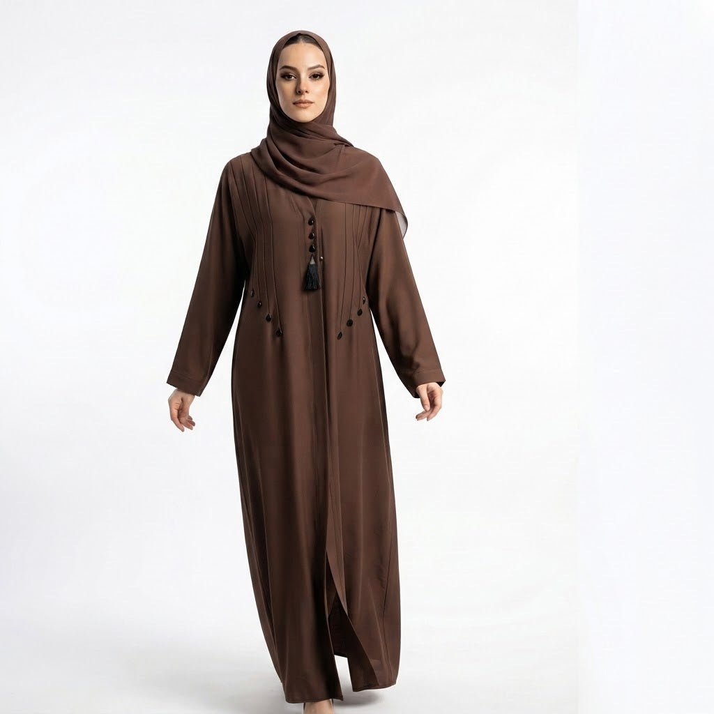 Back view of Mocha Brown Teardrop Studded Coat