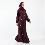 Back view of Maroon Floral Sprig Nida Gown showing full silhouette