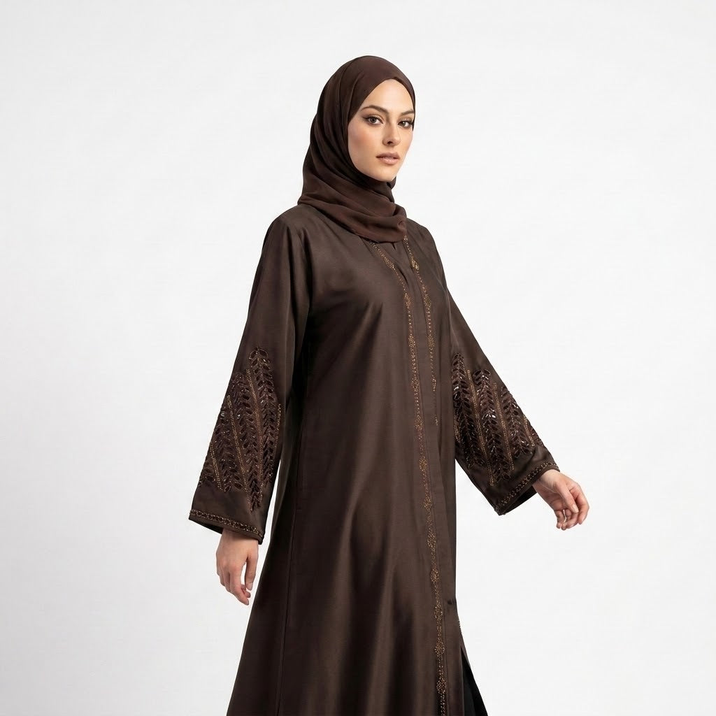 Espresso Leaf Cutwork Coat