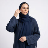 Navy Monochrome DMC Abaya styled full length view