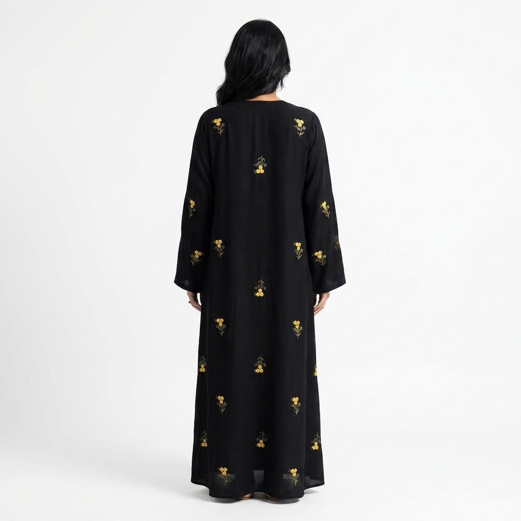 Styled look of Delicate Floral Sprig Coat, perfect for semi-formal gatherings, daily luxury wear, festive events, and modest boutique fashion