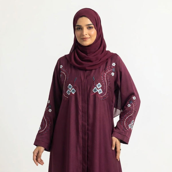 Plum Floral Paisley Leaf Coat