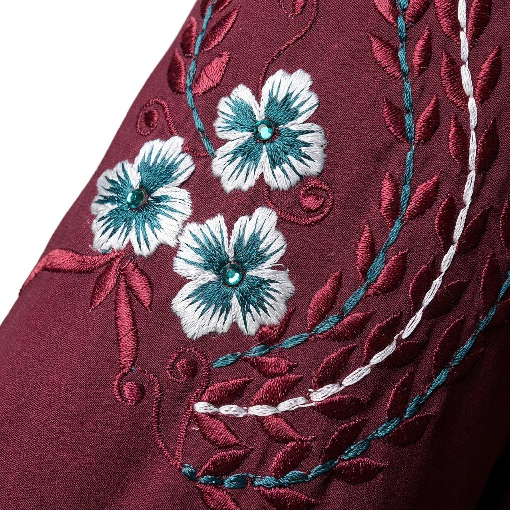 Plum Floral Paisley Leaf Coat