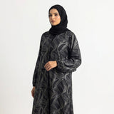 Styled look of Silver Wave Swirl Coat, perfect for formal evening wear, boutique luxury wear, and special events