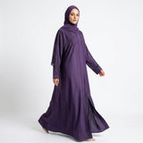 Close-up detail of Royal Purple DMC Cascade Abaya showcasing cascading DMC stones