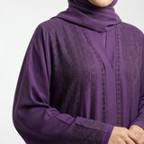 Royal Purple DMC Cascade Abaya styled full length view