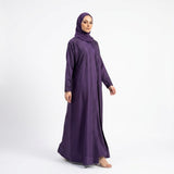 Royal Purple DMC Cascade Abaya worn, showing drape and silhouette