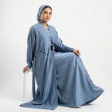 Back view of Slate Blue Teardrop Studded Coat