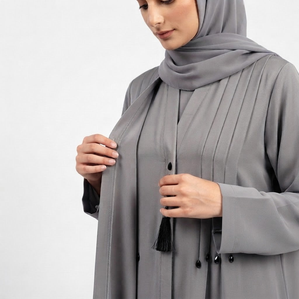 Back view of Silver Grey Teardrop Studded Coat
